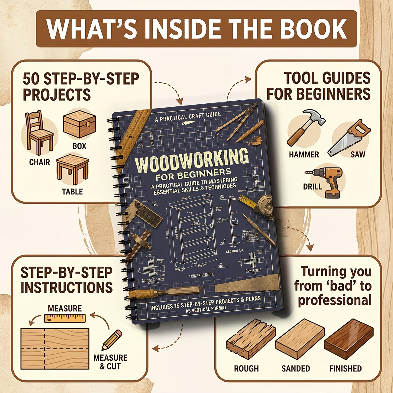 Vintage Sturdy Coil Bound A5 W - Woodworking Book บทวิจารณ์และราคา