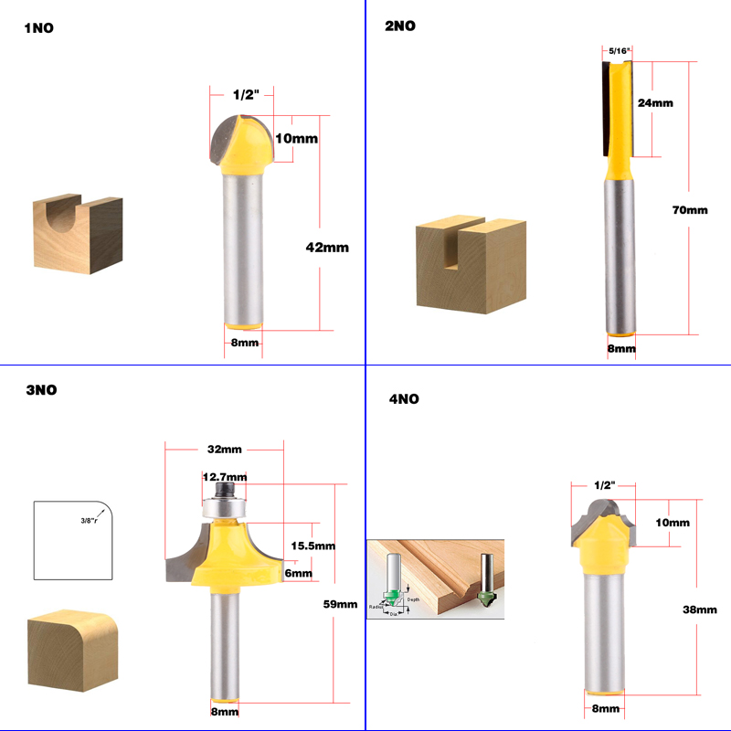 1pc 8mm Shank wood router bit  - Woodworking Usa บทวิจารณ์และราคา