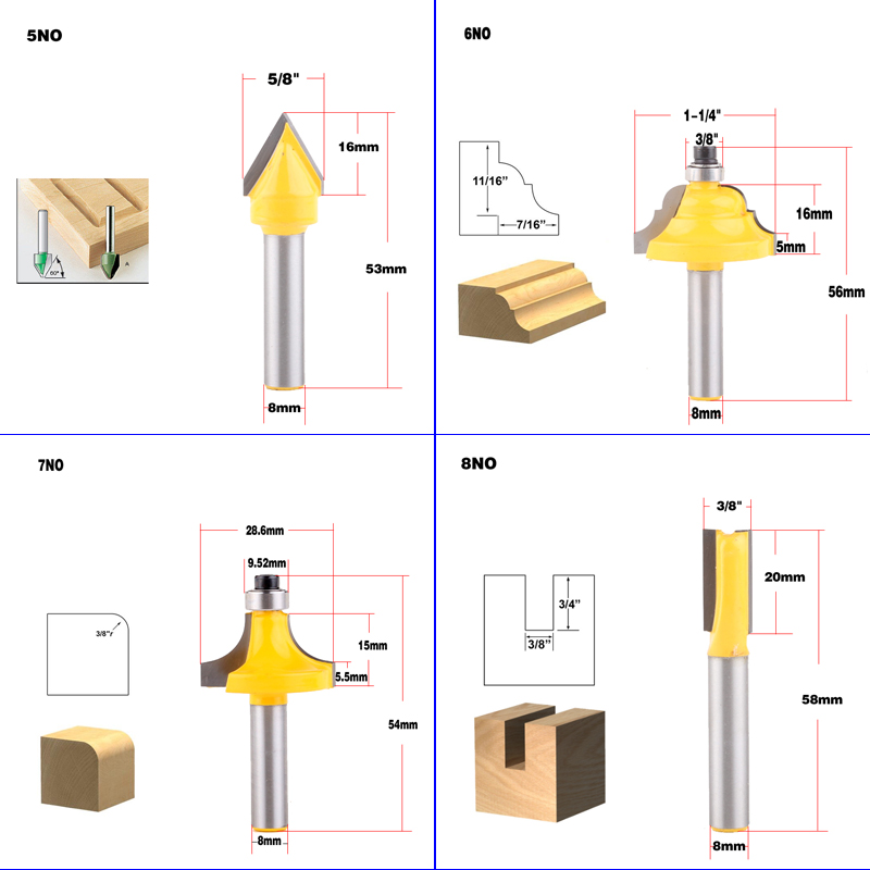 1pc 8mm Shank wood router bit  - Woodworking Usa บทวิจารณ์และราคา