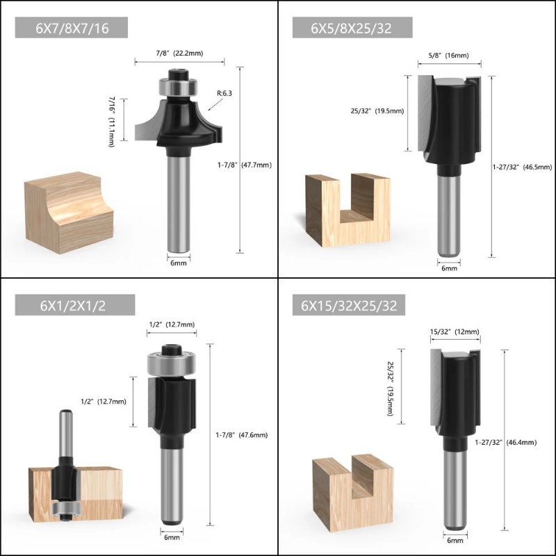 12pcs 6mm Shank Router Bit Set - Woodworking Usa บทวิจารณ์และราคา