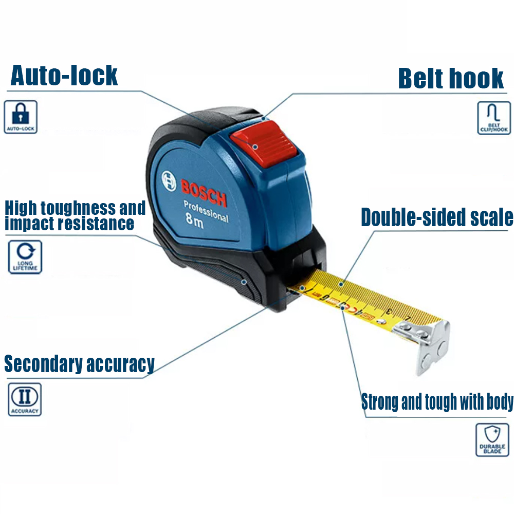 Bosch 8M Magnetic Steel Tape M - Woodworking Definition บทวิจารณ์และราคา