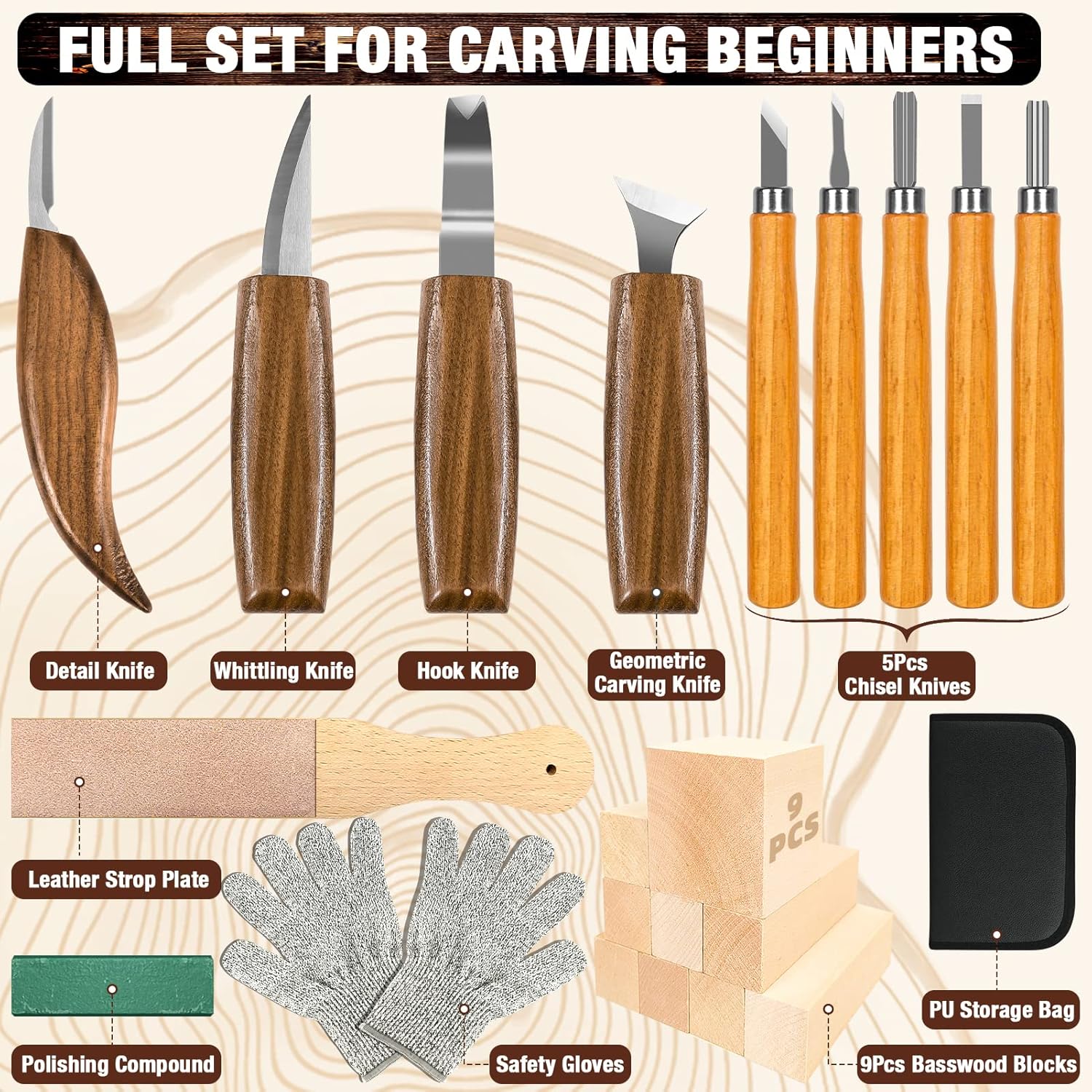 Wood Carving Kit, 23pcs Wood C - Woodworking Hobby Kits บทวิจารณ์และราคา